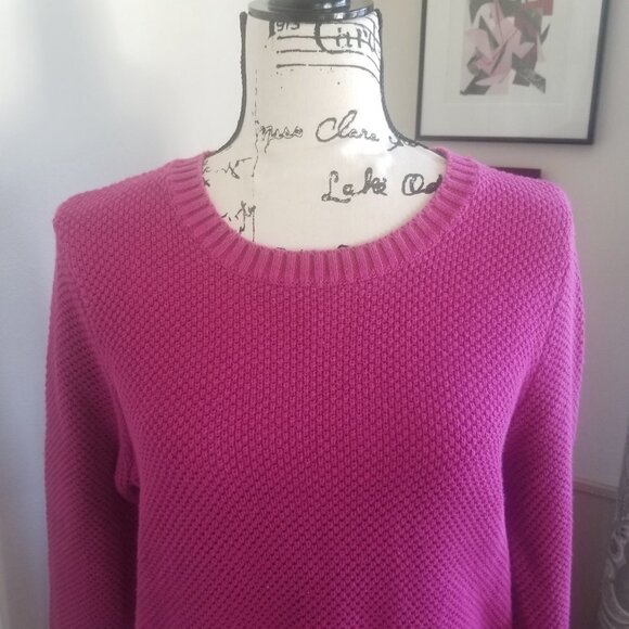Appleseed Pink Knit Love Sleeve Crew Net Sweater Sz L - Picture 2 of 10